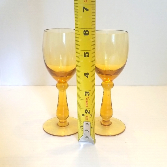 Vintage MCM Boho Pair of Amber Liqueur Shot Glasses - Picture 7 of 7